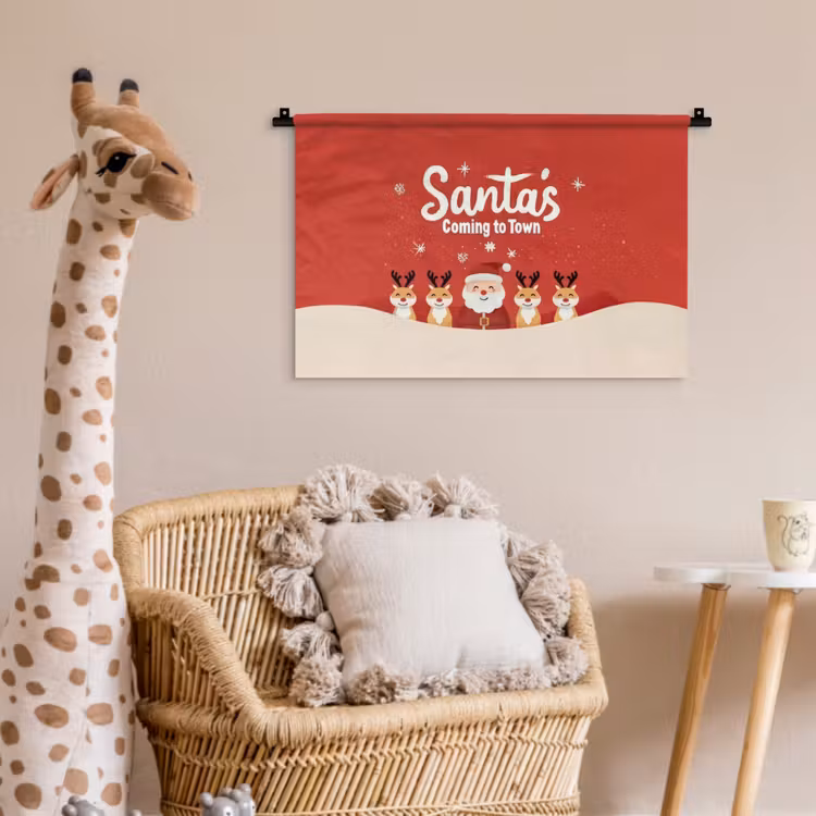 Illustratie - Kerstman - Rendieren - Rood Wandkleed katoen klein -wsfeer5_kind
