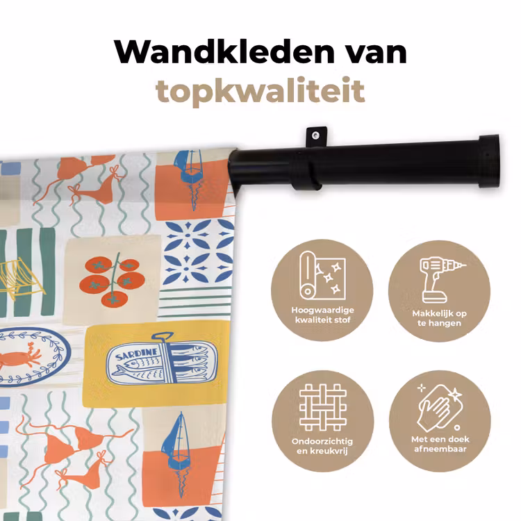 Zee - Sfeer - Mozaïek - Wijn Wandkleed katoen klein 269 -sfeer2
