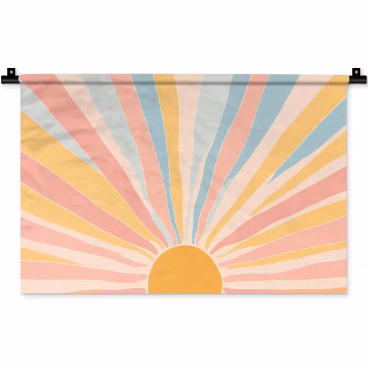 Illustratie - Zon - Pastelkleuren Wandkleed katoen klein -zz3d