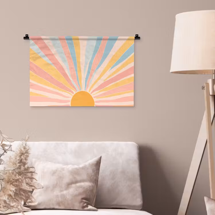 Illustratie - Zon - Pastelkleuren Wandkleed katoen klein -sfeer4