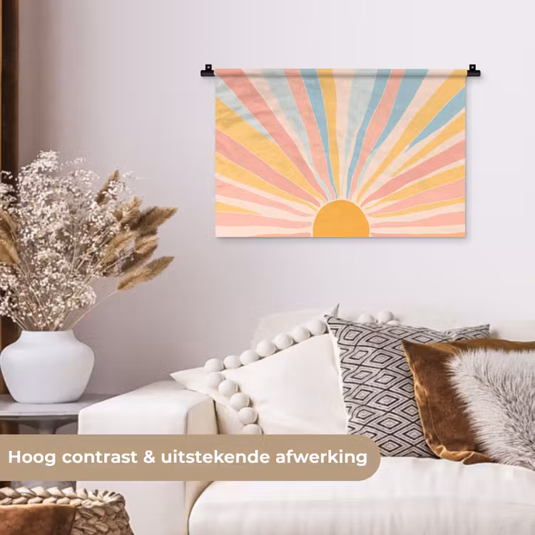 Illustratie - Zon - Pastelkleuren Wandkleed katoen klein -sfeer1