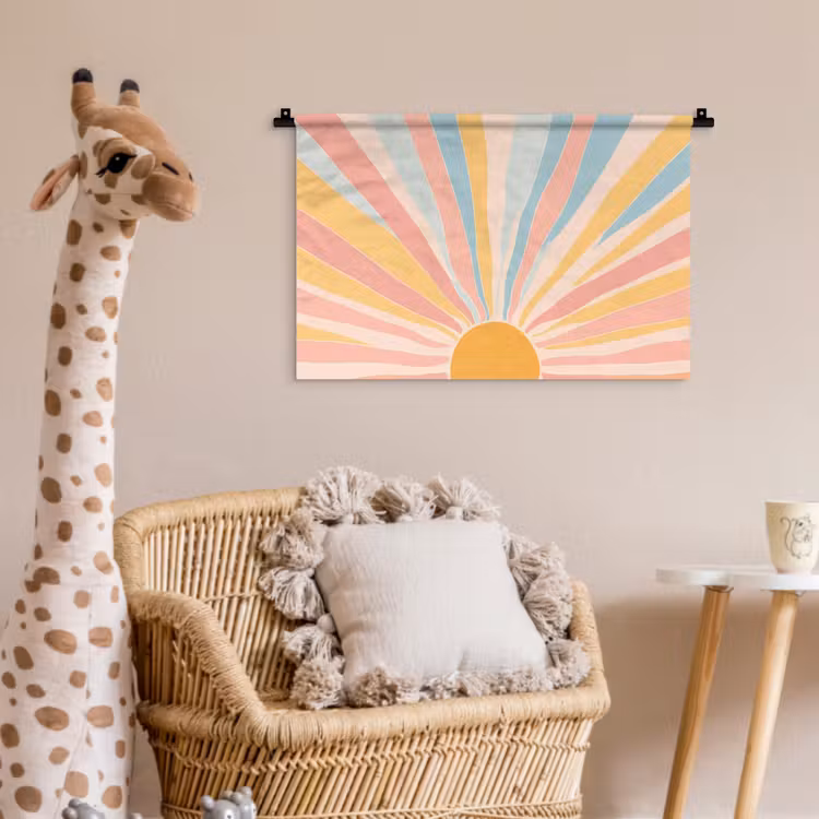 Illustratie - Zon - Pastelkleuren Wandkleed katoen klein -wsfeer5_kind
