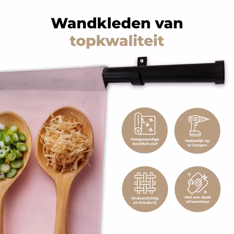 Ingrediënten - Lepels - Hout - Roze Wandkleed katoen klein -sfeer2