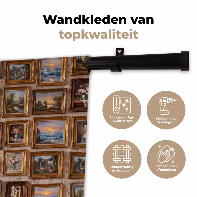 Interieur - Kunst - Collectie - Klassiek - Goud Wandkleed katoen klein -sfeer2