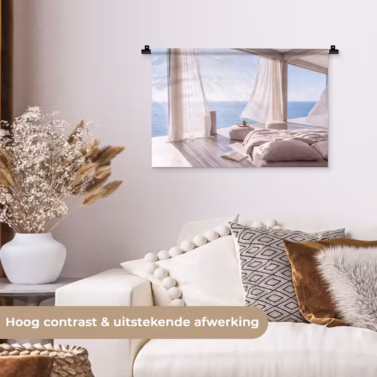 Interieur - Zeezicht - Modern - Rust - Beige Wandkleed katoen klein -sfeer1
