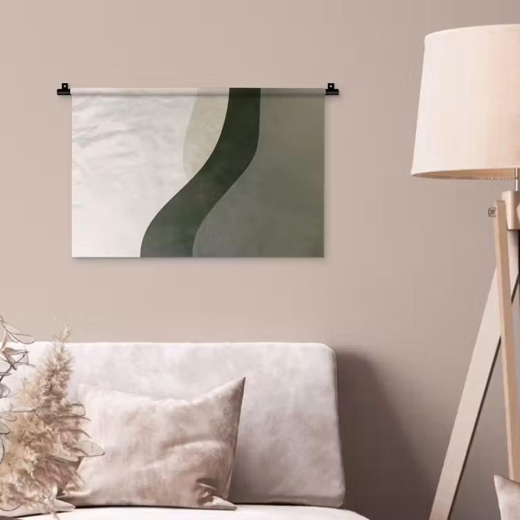 Japandi - Groen - Abstract - Modern Wandkleed katoen klein -sfeer4