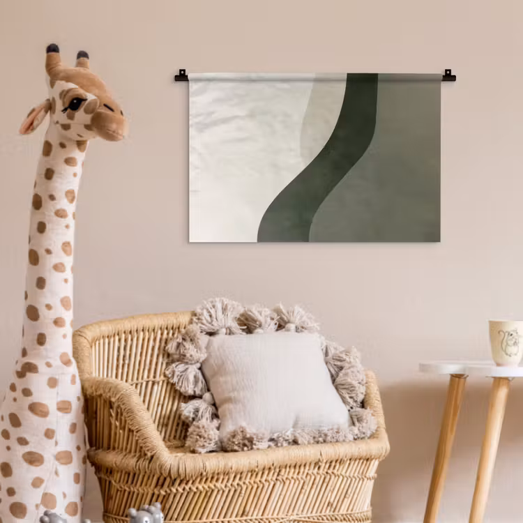 Japandi - Groen - Abstract - Modern Wandkleed katoen klein -wsfeer5_kind