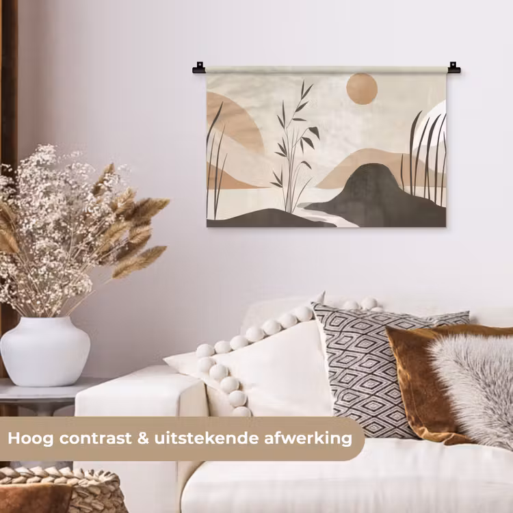 Japandi - Landschap - Beige Wandkleed katoen klein -sfeer1