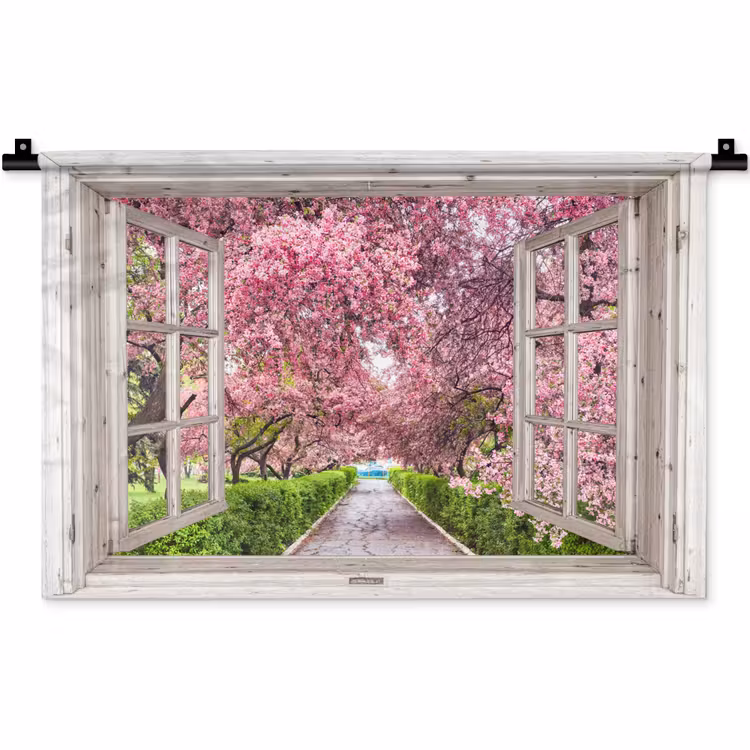 Japans - Sakura - Bloesem - Boom - Bloesem takken - Doorkijk Wandkleed katoen klein -zz3d