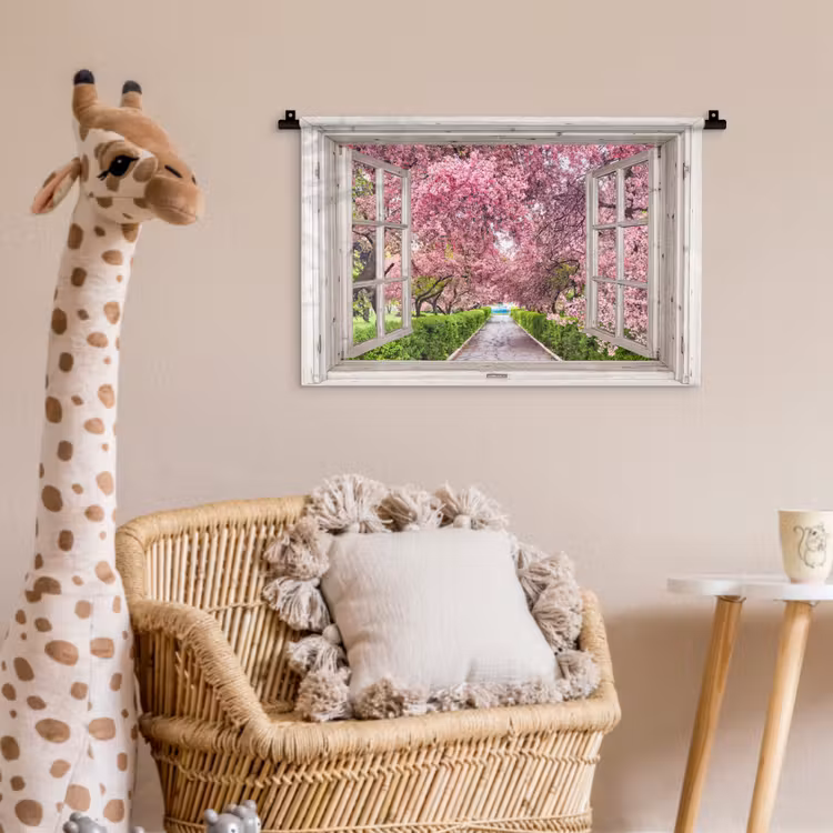 Japans - Sakura - Bloesem - Boom - Bloesem takken - Doorkijk Wandkleed katoen klein -wsfeer5_kind