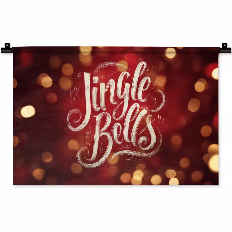 Jingle - Bells - Kerst - Rood Wandkleed katoen klein -zz3d