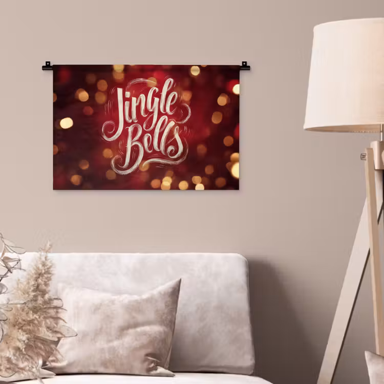 Jingle - Bells - Kerst - Rood Wandkleed katoen klein -sfeer4