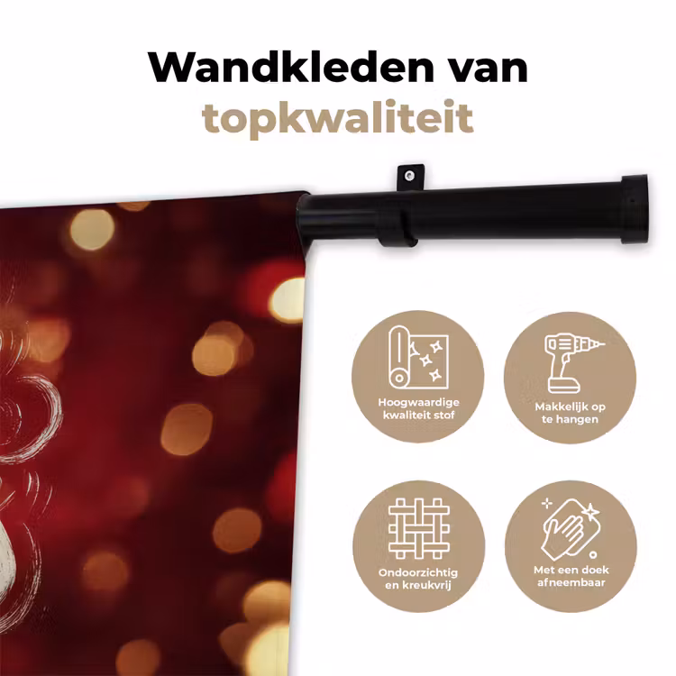 Jingle - Bells - Kerst - Rood Wandkleed katoen klein -sfeer2