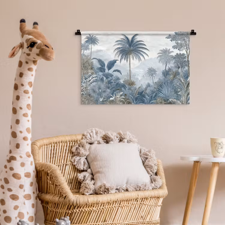 Jungle - Modern - Blauw - Groen Wandkleed katoen klein -wsfeer5_kind