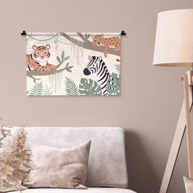 Jungle - Rustiek - Pastel Wandkleed katoen klein -sfeer4