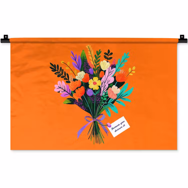 Kaartje - Boeket - Bloemen Wandkleed katoen klein -zz3d