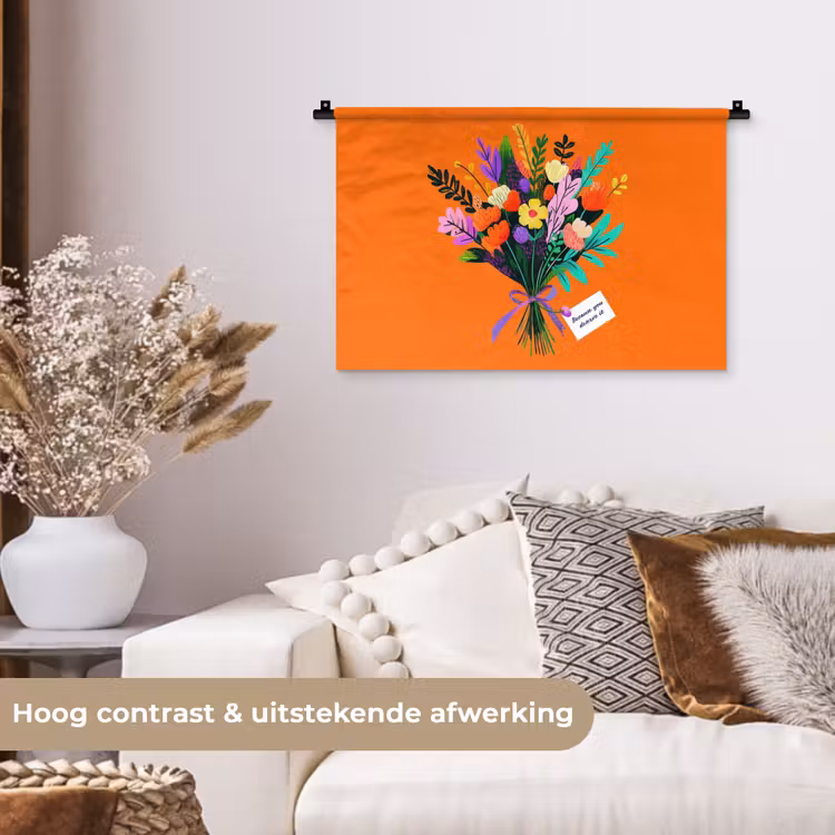 Kaartje - Boeket - Bloemen Wandkleed katoen klein -sfeer1