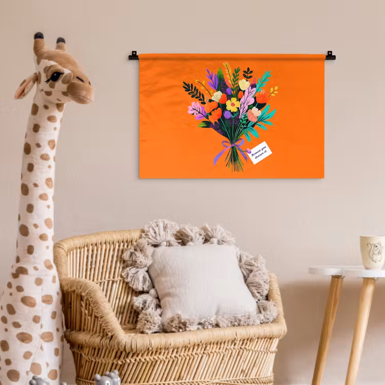 Kaartje - Boeket - Bloemen Wandkleed katoen klein -wsfeer5_kind