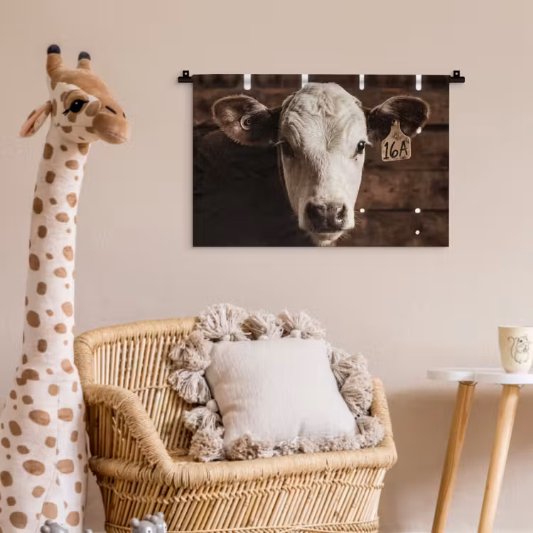 Kalf - Oormerk - Houten stal Wandkleed katoen klein -wsfeer5_kind