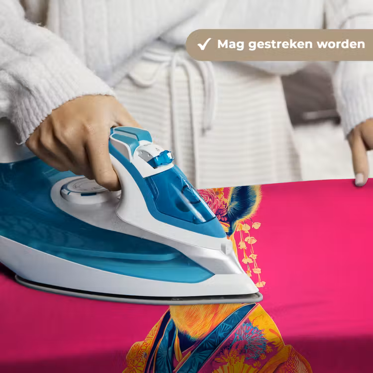 Kameel - Bloemen - Kimono - Waaiers Wandkleed katoen klein -sfeer9