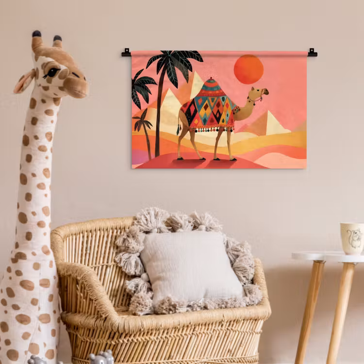 Kameel - Pyramides - Rode zon Wandkleed katoen klein -wsfeer5_kind