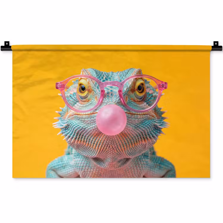 Kameleon - Kauwgom - Kleurrijk Wandkleed katoen klein -zz3d