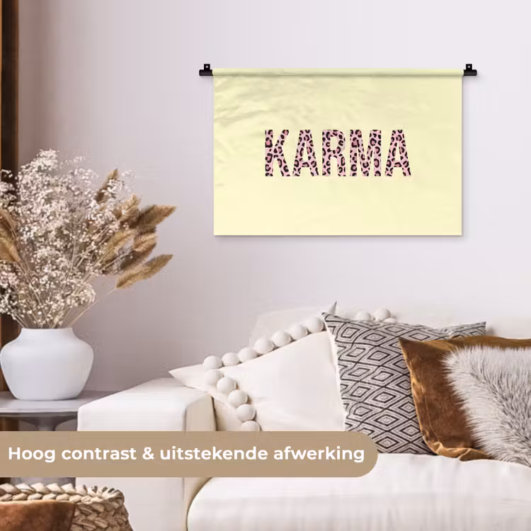 Karma - Luipaardprint - Geel Wandkleed katoen klein -sfeer1