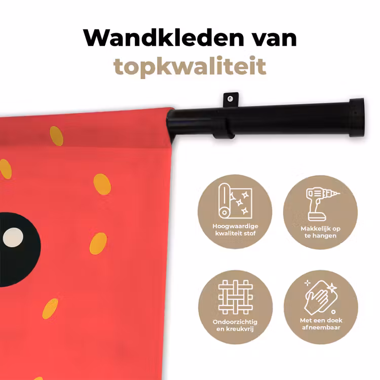Kat - Aardbei - Cartoon Wandkleed katoen klein -sfeer2
