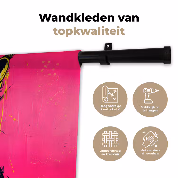 Kat - Art - Zonnebril - Roze Wandkleed katoen klein -sfeer2