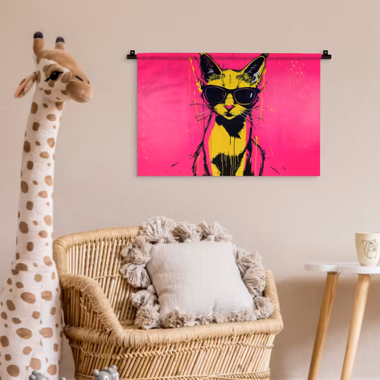 Kat - Art - Zonnebril - Roze Wandkleed katoen klein -wsfeer5_kind