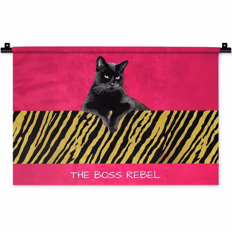 Kat - Baas - Roze - Tijgerprint Wandkleed katoen klein -zz3d