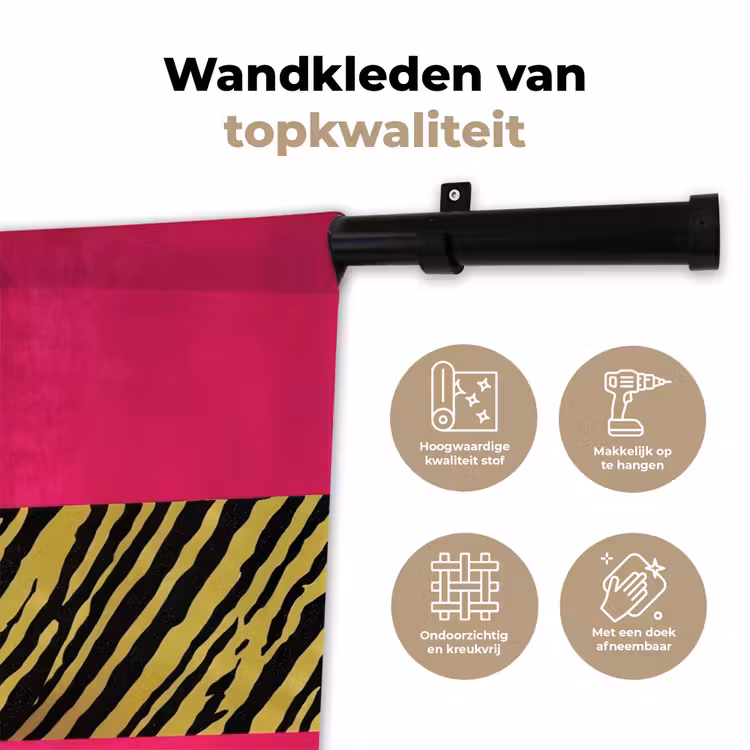 Kat - Baas - Roze - Tijgerprint Wandkleed katoen klein -sfeer2