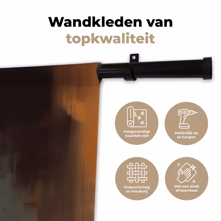 Kat - Geschilderd - Artistiek - Wit Wandkleed katoen klein -sfeer2