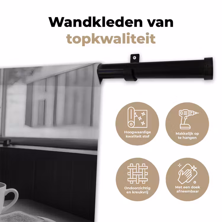Kat - Koffie - Brood - Zwart Wandkleed katoen klein -sfeer2