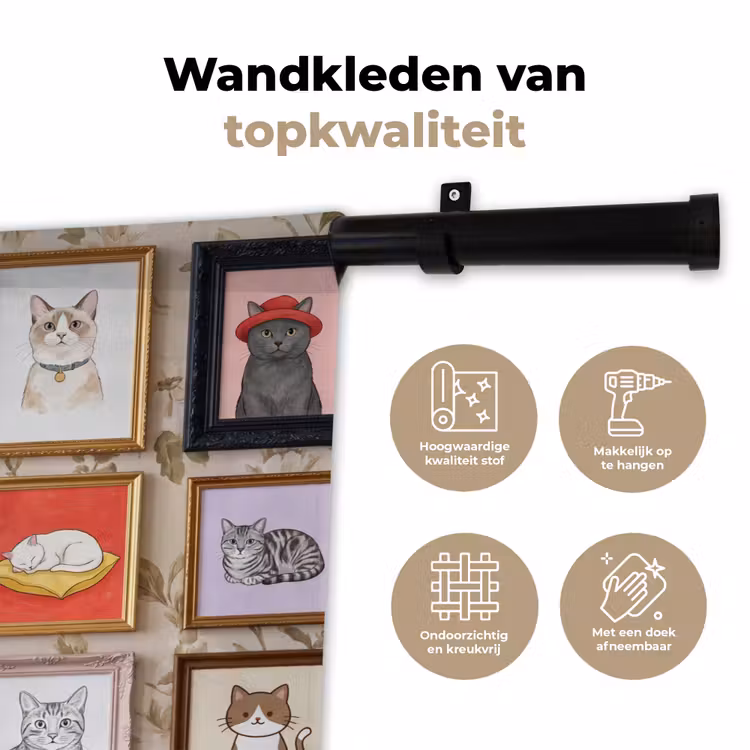 Kat - Portret - Dieren - Illustratie - Lijst Wandkleed katoen klein -sfeer2