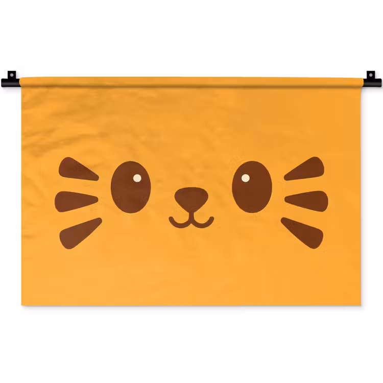 Kat - Simplistisch - Oranje - Vrolijk Wandkleed katoen klein -zz3d