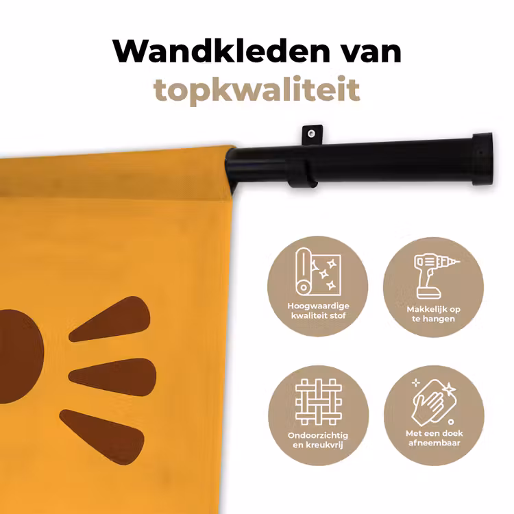 Kat - Simplistisch - Oranje - Vrolijk Wandkleed katoen klein -sfeer2