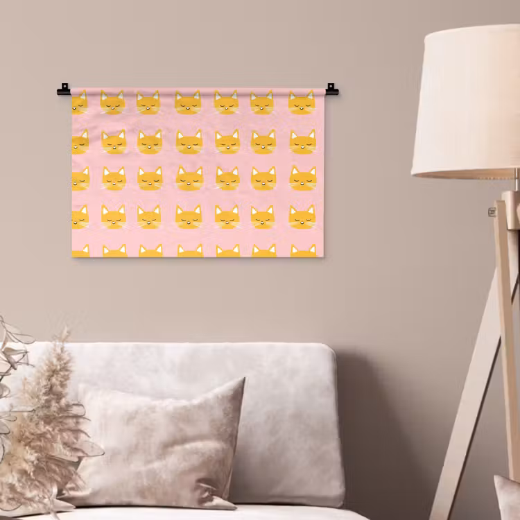 Katten - Patroon - Roze Wandkleed katoen klein 269 -sfeer4