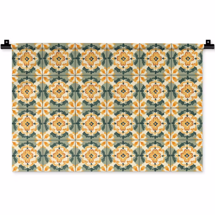 Keramiek - Verweerd - Kleurrijk Wandkleed katoen klein 269 -zz3d