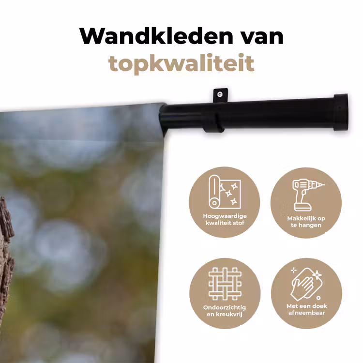 Kerkuil - Boom - Natuur - Bruin Wandkleed katoen klein -sfeer2