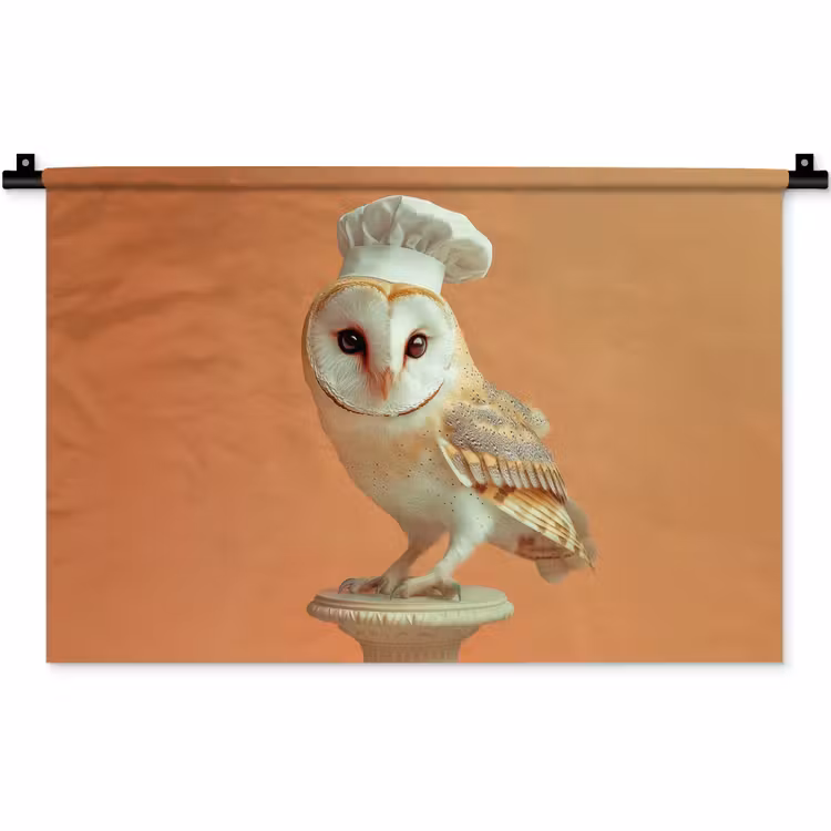 Kerkuil - Koksmuts - Oranje - Vogel Wandkleed katoen klein -zz3d