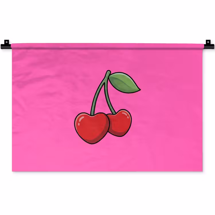 Kers - Roze - Fruit Wandkleed katoen klein -zz3d