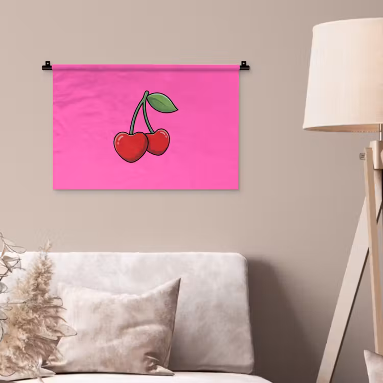 Kers - Roze - Fruit Wandkleed katoen klein -sfeer4