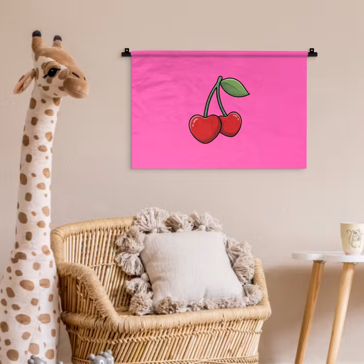Kers - Roze - Fruit Wandkleed katoen klein -wsfeer5_kind
