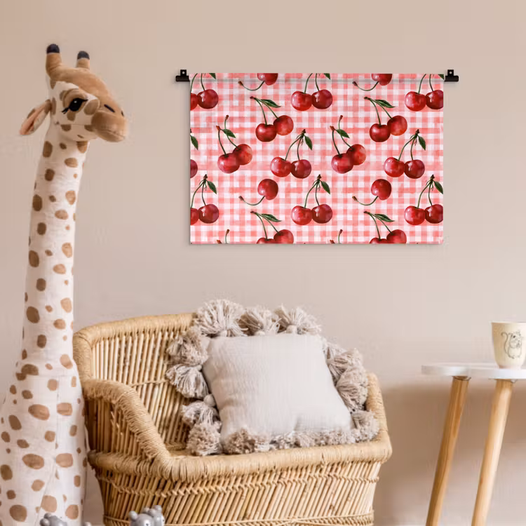 Kersen - Blokken - Rood Wandkleed katoen klein 269 -wsfeer5_kind