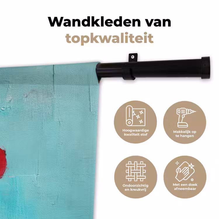 Kersen - Rood - Drie - Geverfd Wandkleed katoen klein -sfeer2