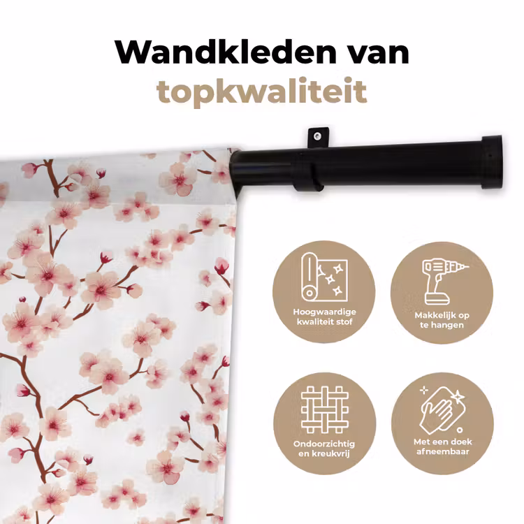 Kersenbloesem - Takken - Roze Wandkleed katoen klein 269 -sfeer2