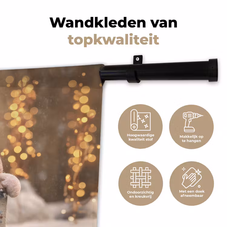 Kerst - Gnome - Bord - Kleurrijk Wandkleed katoen klein -sfeer2