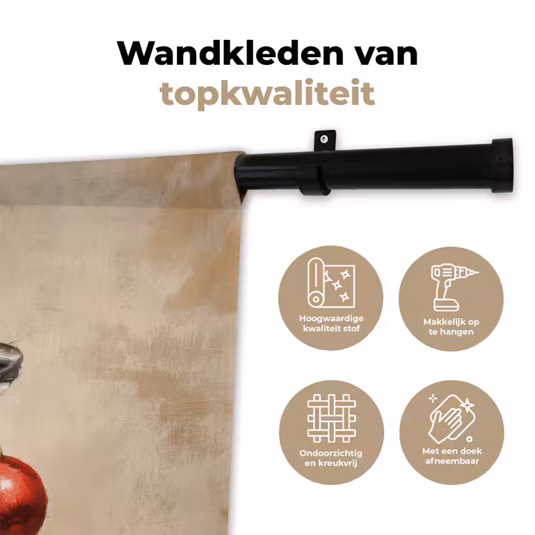 Kerst - Hert - Gewei - Kerstbal - Rendier Wandkleed katoen klein -sfeer2