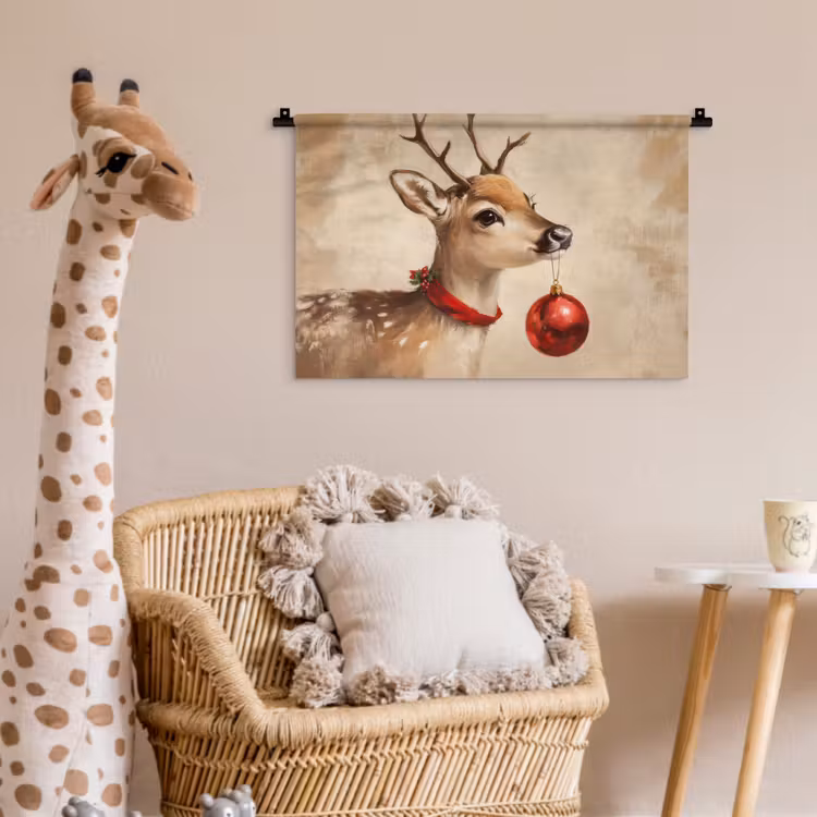 Kerst - Hert - Gewei - Kerstbal - Rendier Wandkleed katoen klein -wsfeer5_kind